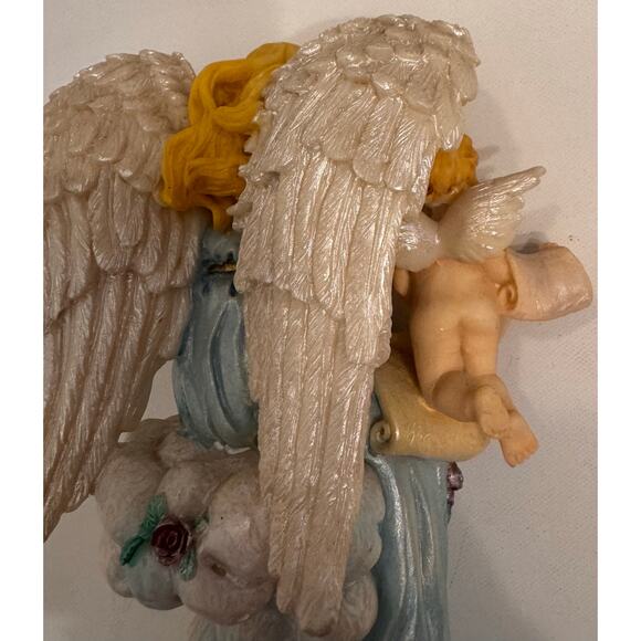 Vintage Musical Angel Child Resin Figurine 9" Hark The Herald Angels Sing Works - Picture 7 of 9